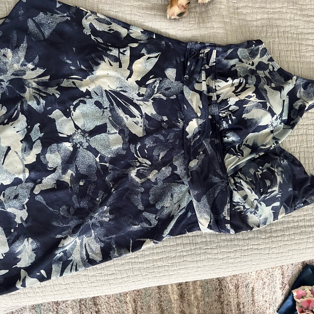 Denim&Co Blue and White Fit and Flare Mini Swim Dress